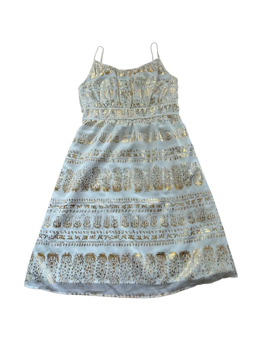 🆕mark. White and Gold Foil Spaghetti-Strap Dress